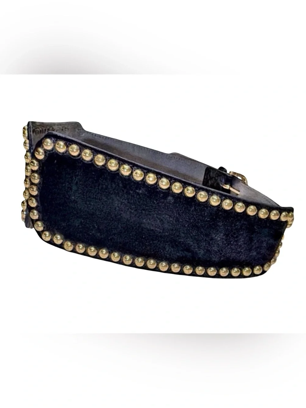 Gold-Studded Black Velvet Waist Belt